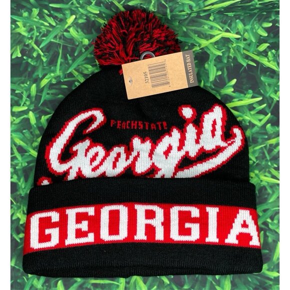 Unbranded Other - NWT Georgia Bulldogs UGA Dawgs Blk Fleece Lined Insulated Beanie Pom Cap Winter